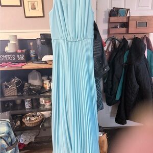 White House Black Market Elegant Blue Pleated Maxi Dress